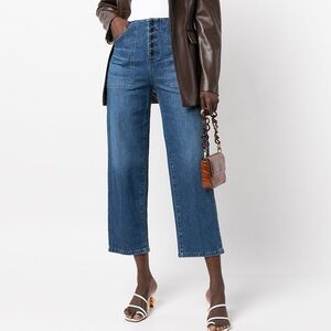 VERONICA BEARD Crosbie High Waist Wide Leg Crop Premium Denim Jeans